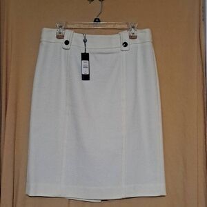 Talbots textured off white pencil skirt, lined, NWT, 10